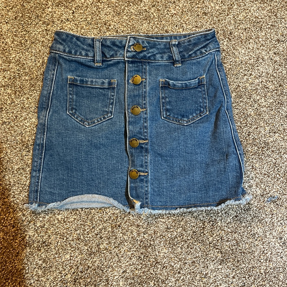Denim Button-Front Skirt